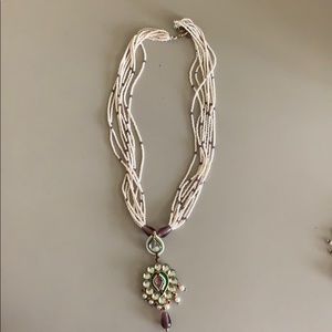 Indian pearl and stone necklace- costume jewelry